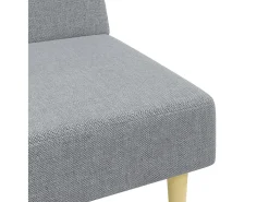 Sofá cama de 2 plazas con taburete tela gris claro