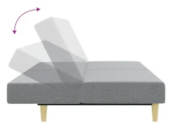 Sofá cama de 2 plazas con taburete tela gris claro