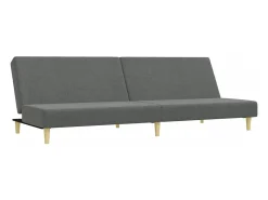 Sofá cama de 2 plazas con taburete tela gris oscuro