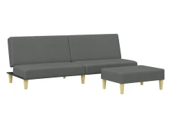 Sofá cama de 2 plazas con taburete tela gris oscuro