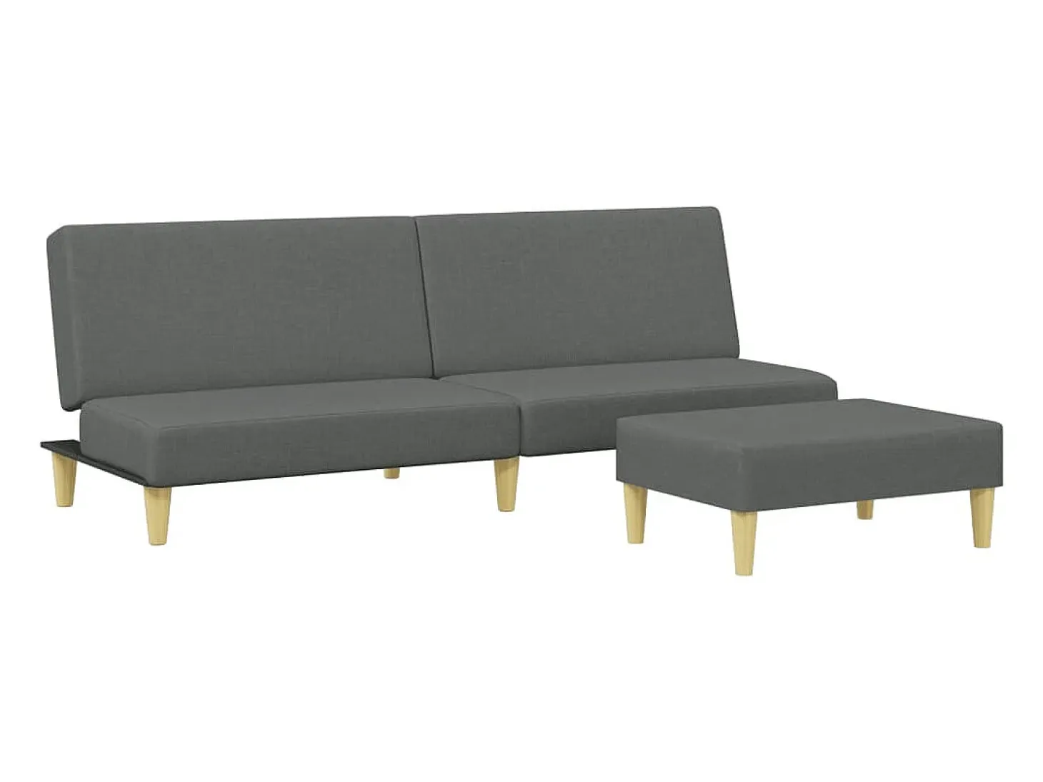 Sofá cama de 2 plazas con taburete tela gris oscuro