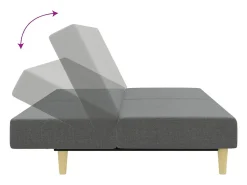 Sofá cama de 2 plazas con taburete tela gris oscuro