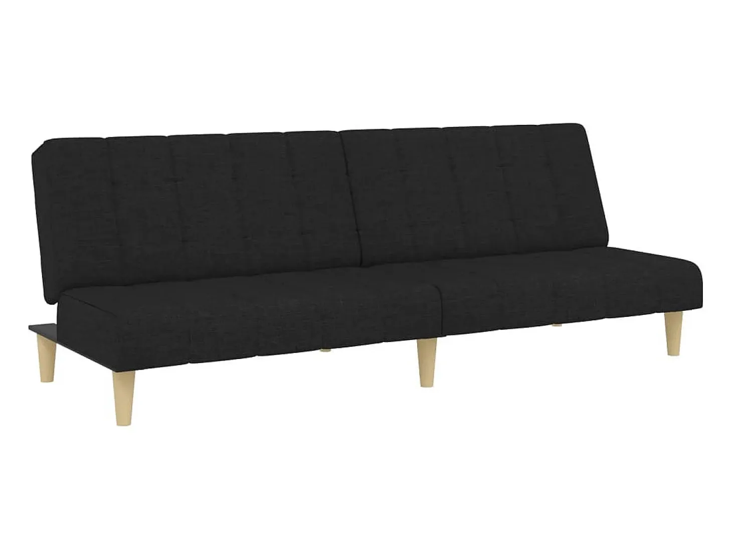 Sofá cama de 2 plazas con taburete tela negro