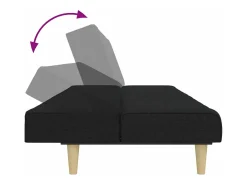 Sofá cama de 2 plazas con taburete tela negro