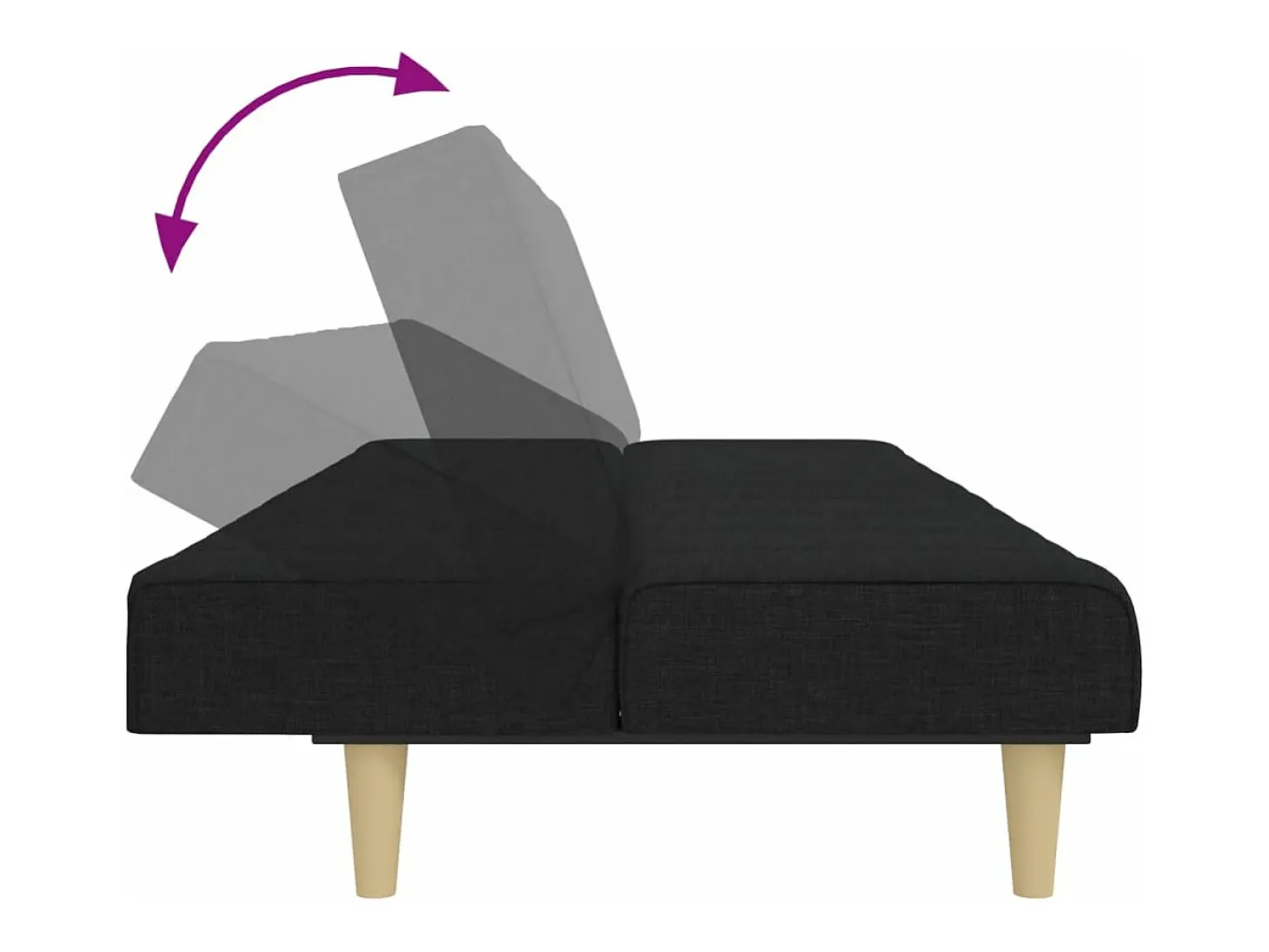 Sofá cama de 2 plazas con taburete tela negro