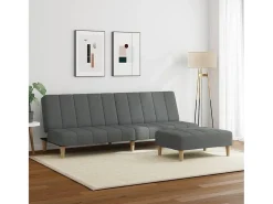 Sofá cama de 2 plazas con taburete tela gris oscuro