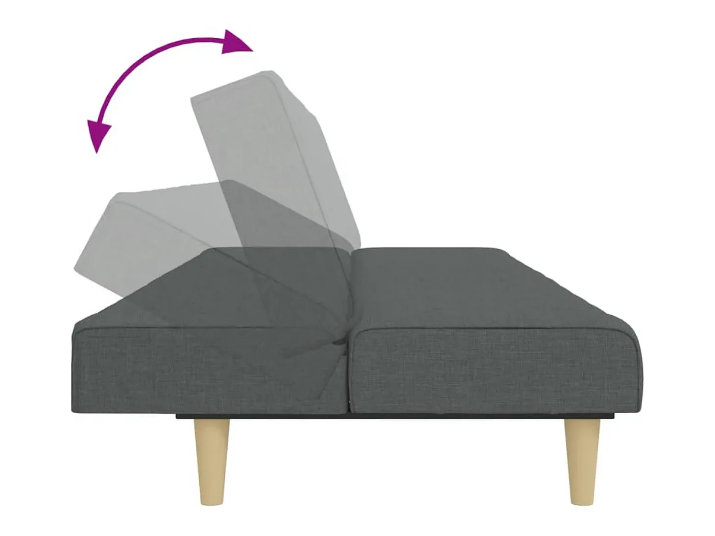 Sofá cama de 2 plazas con taburete tela gris oscuro