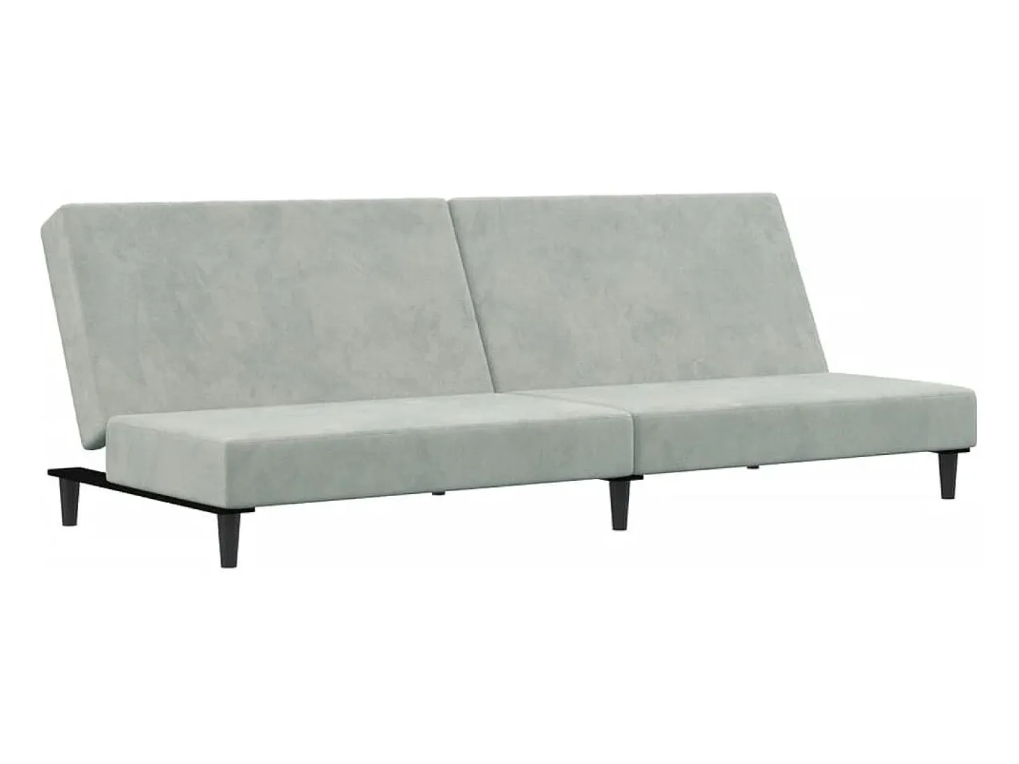 Sofá cama de 2 plazas con taburete terciopelo gris claro