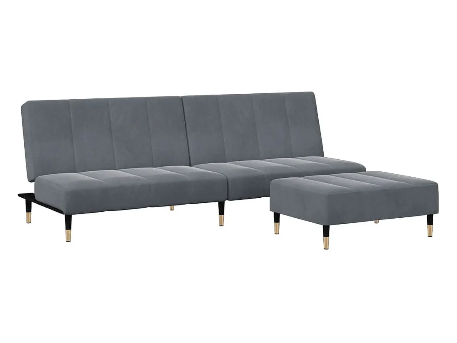 Sofá cama de 2 plazas con taburete terciopelo gris oscuro