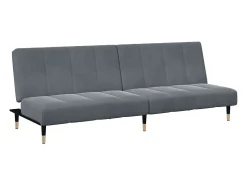 Sofá cama de 2 plazas con taburete terciopelo gris oscuro