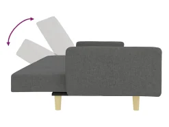Sofá cama de 2 plazas con taburete tela gris oscuro