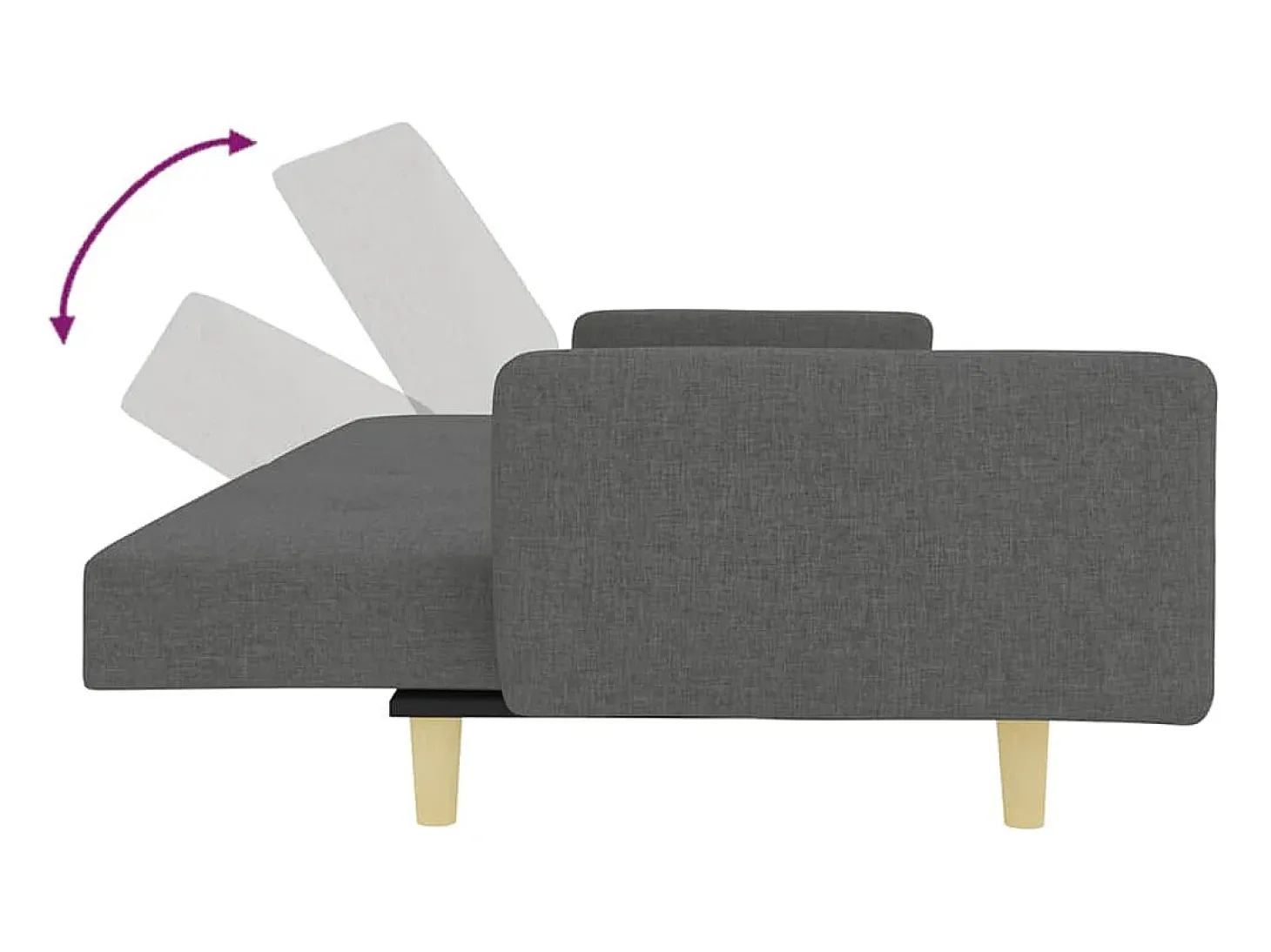 Sofá cama de 2 plazas con taburete tela gris oscuro