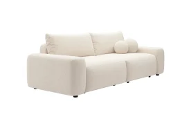 Sofá cama de 4 plazas convertible en tela texturizada crema DAVISO