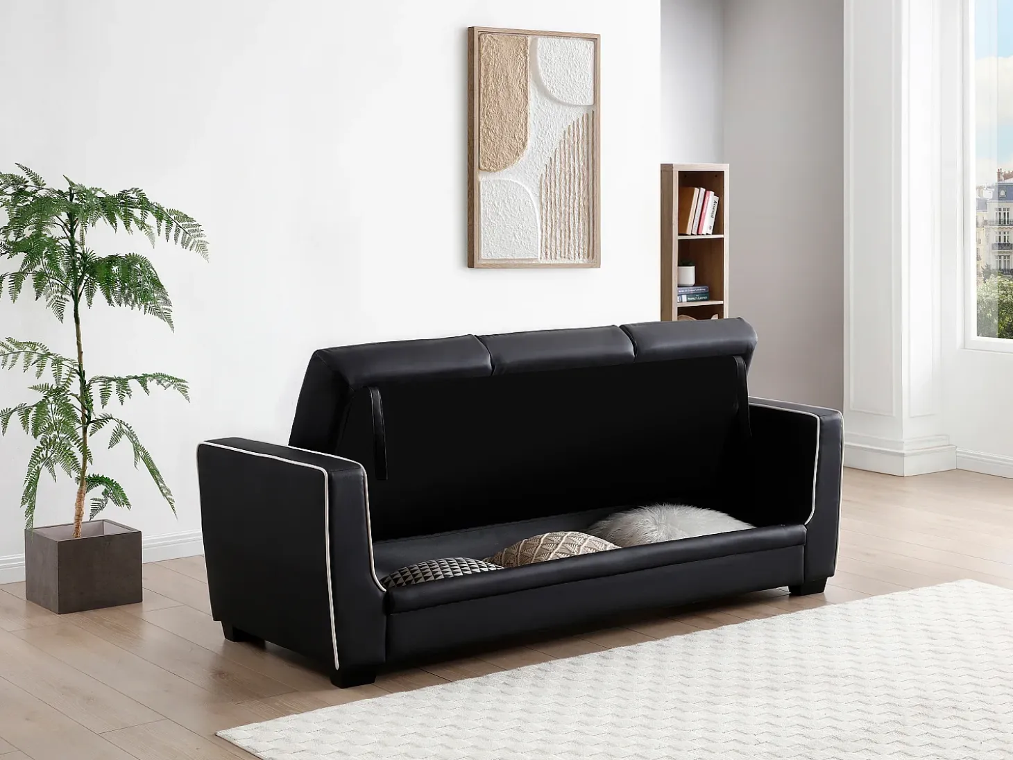 Sofá cama de 3 plazas convertible en cama NATY - Negro