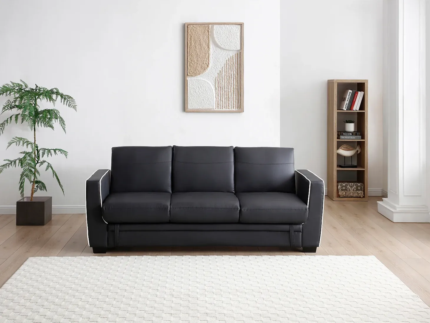 Sofá cama de 3 plazas convertible en cama NATY - Negro