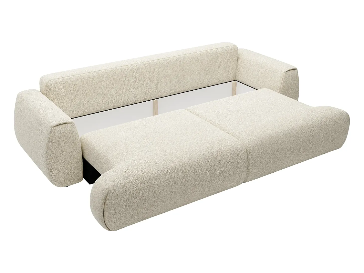 Sofá cama de 4 plazas convertible en tela jaspeada beige MONELIA
