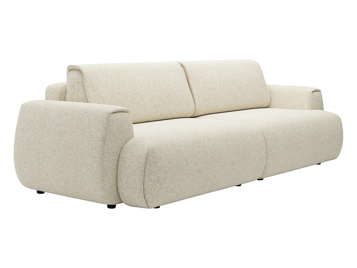 Sofá cama de 4 plazas convertible en tela jaspeada beige MONELIA