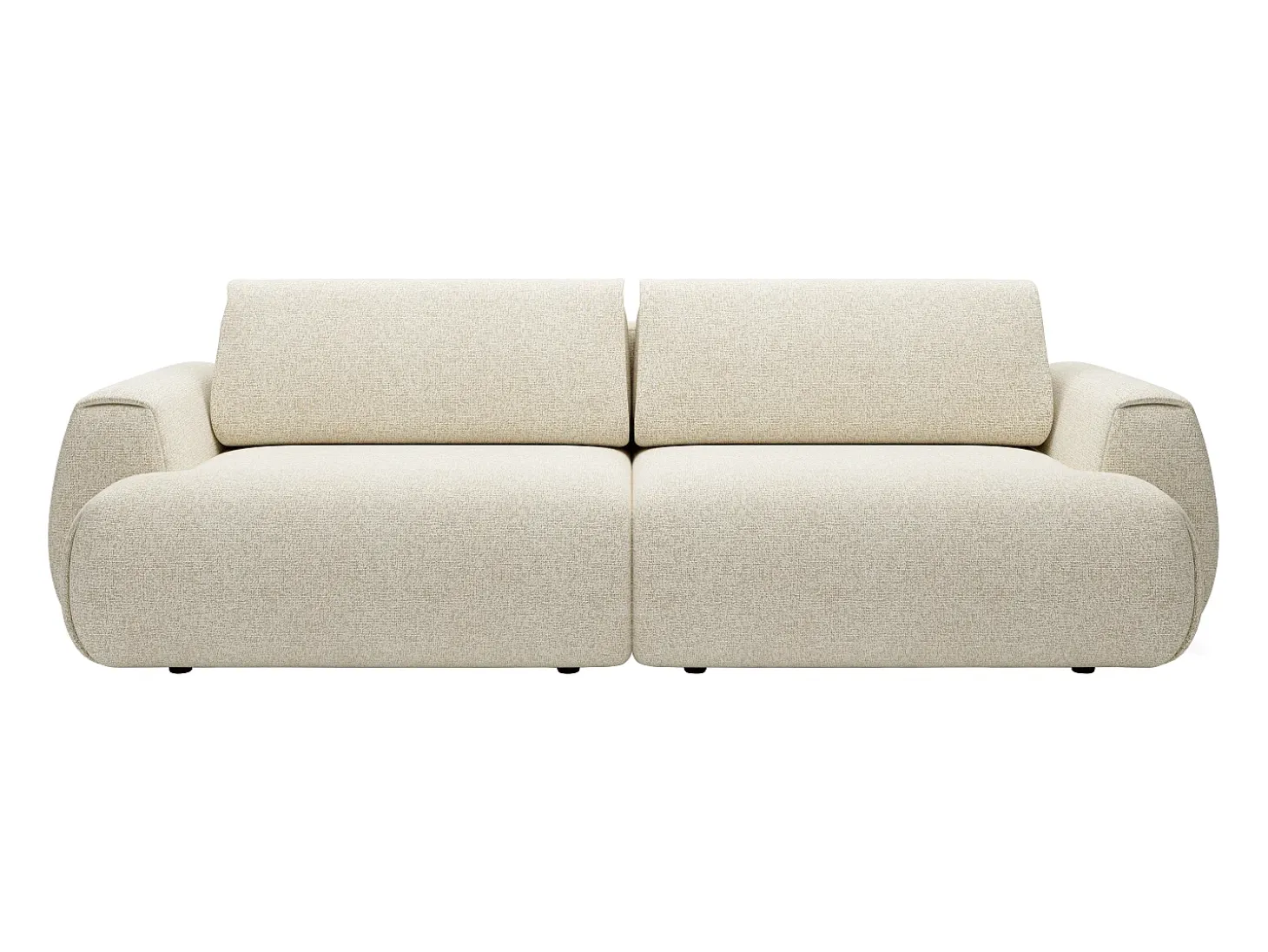 Sofá cama de 4 plazas convertible en tela jaspeada beige MONELIA