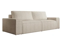 Sofá cama de 4 plazas convertible de pana color beige AMELIA
