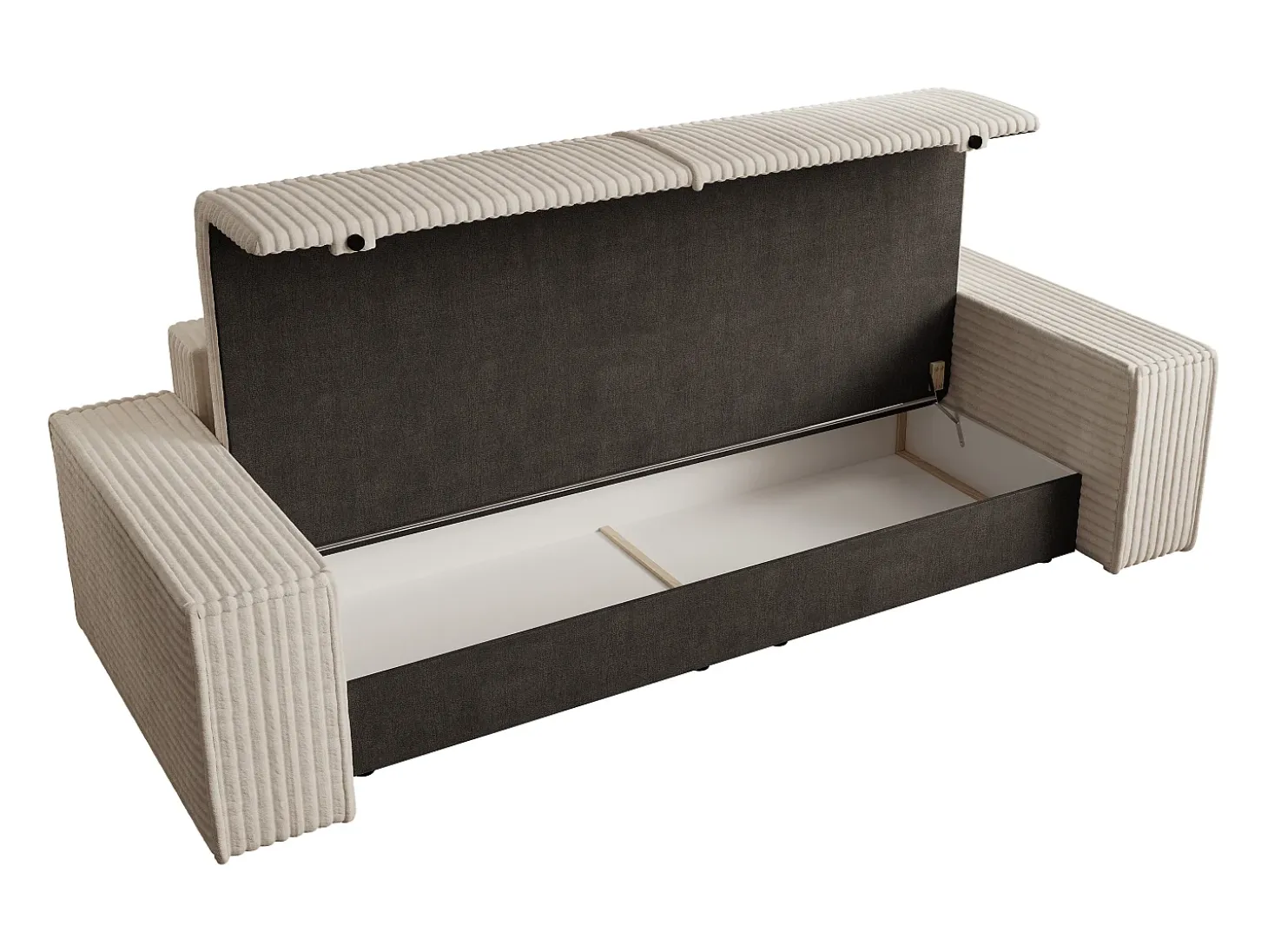 Sofá cama de 4 plazas convertible de pana color beige AMELIA