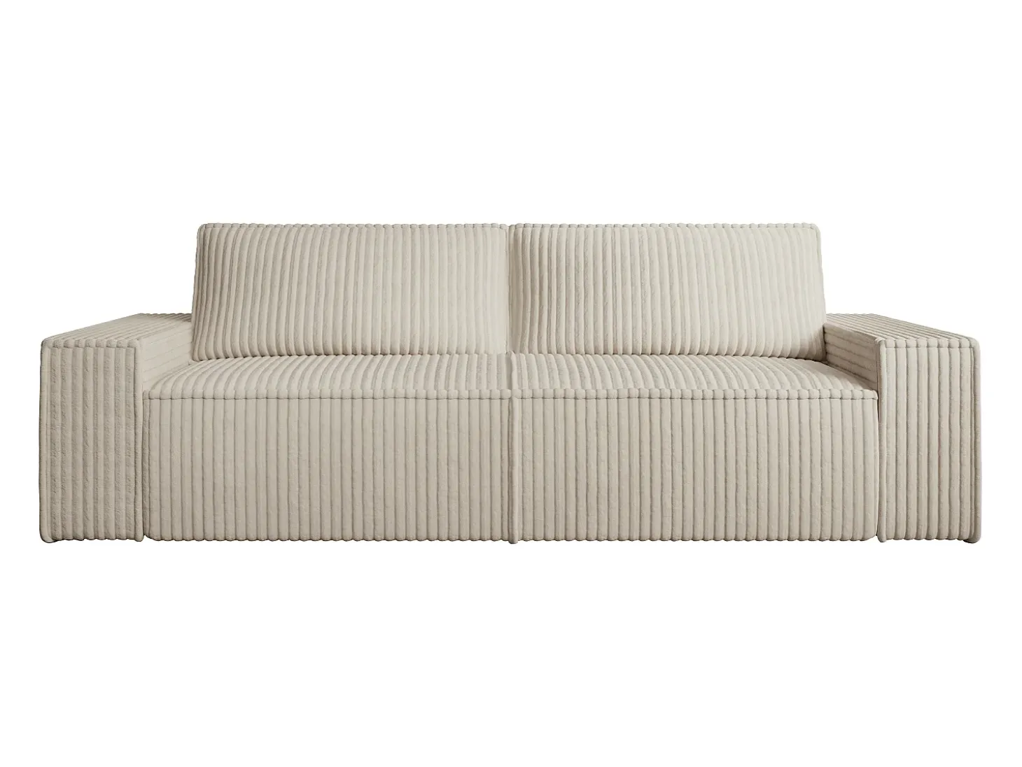 Sofá cama de 4 plazas convertible de pana color beige AMELIA