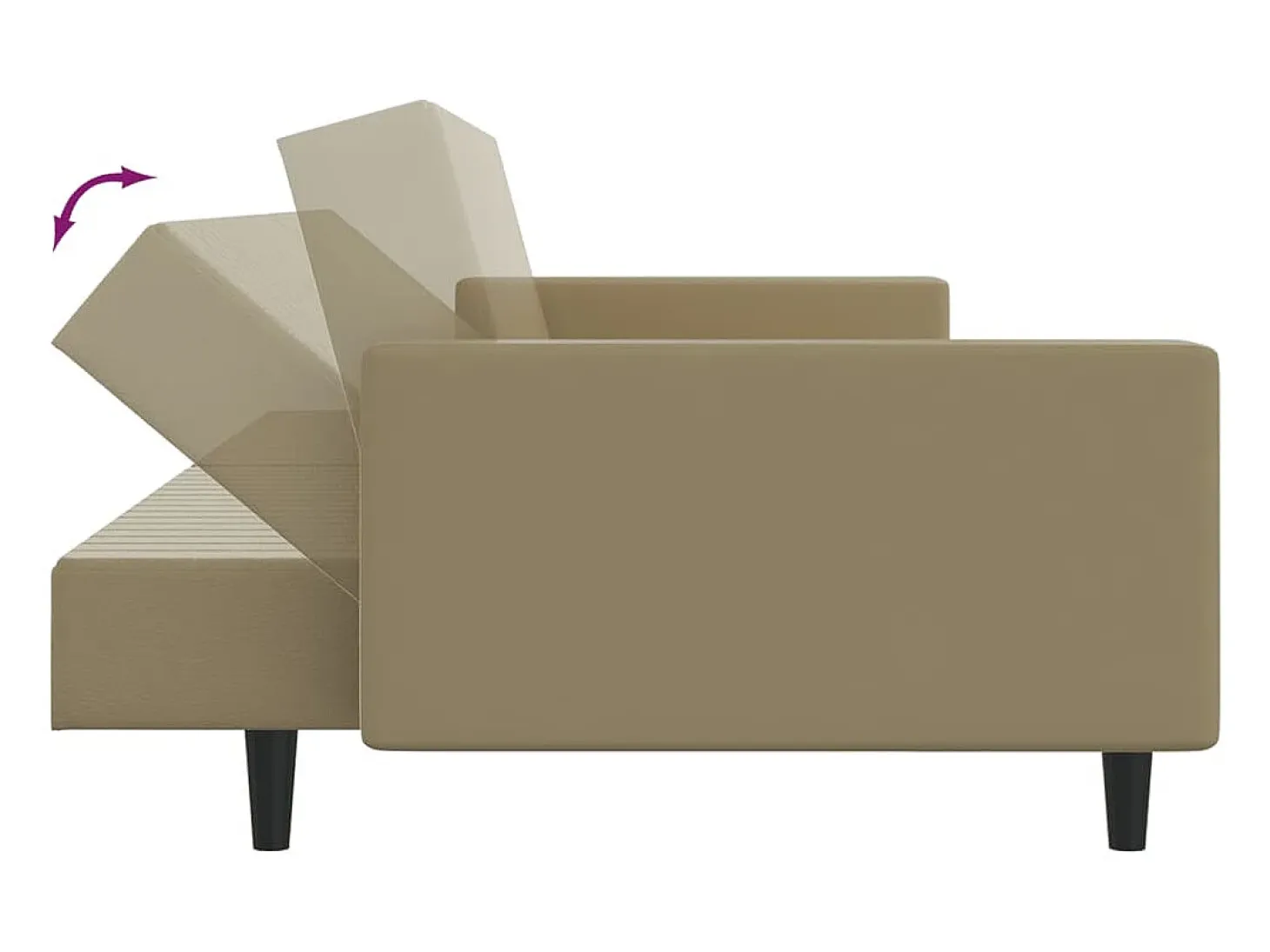 Sofá cama de 2 plazas cuero sintético color capuchino