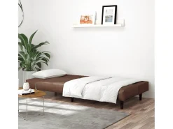 Sofá cama de 2 plazas cuero sintético marrón