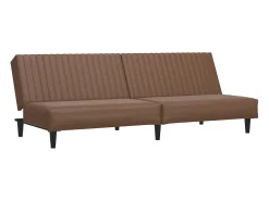 Sofá cama de 2 plazas cuero sintético marrón
