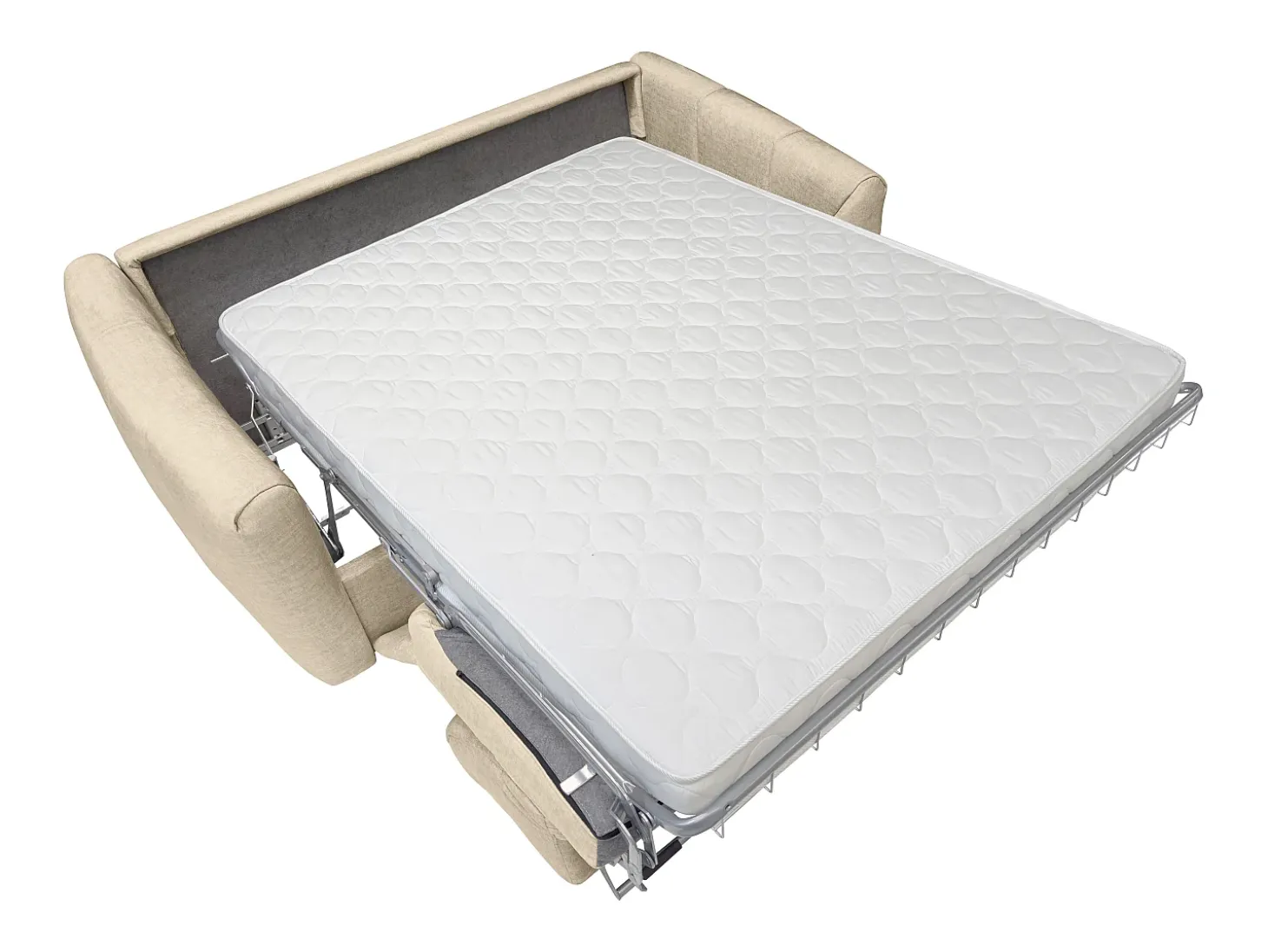 Sofá cama de 3 plazas de apertura rápida terciopelo beige cama de 140 cm RETUNA II