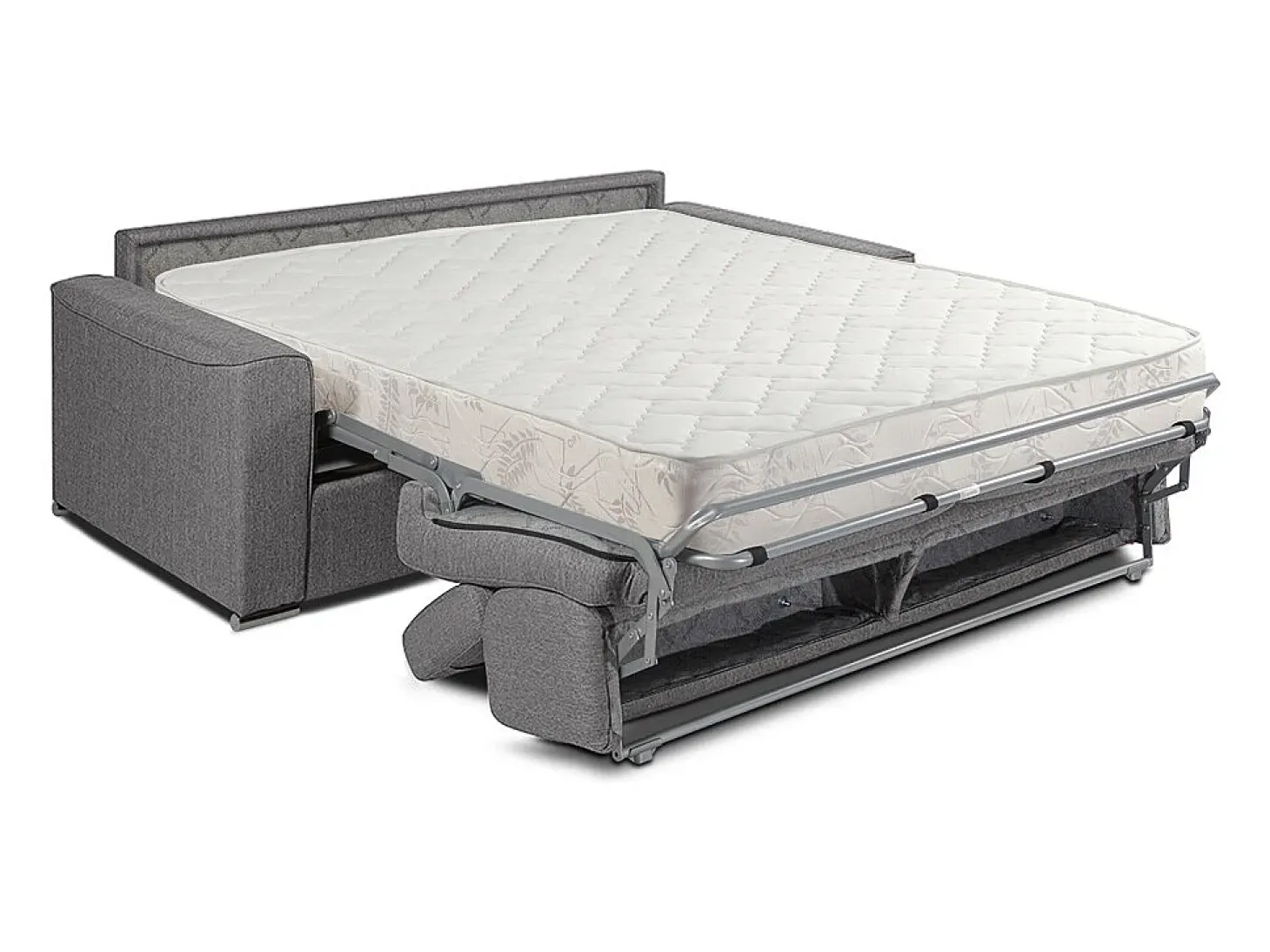 Sofá cama de 4 plazas de apertura rápida gris colchón 18 cm VIZIR