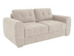 Sofá cama de 3 plazas de apertura rápida de tela beige. Cama de 140 cm - Colchón de 22 cm BOLIPO