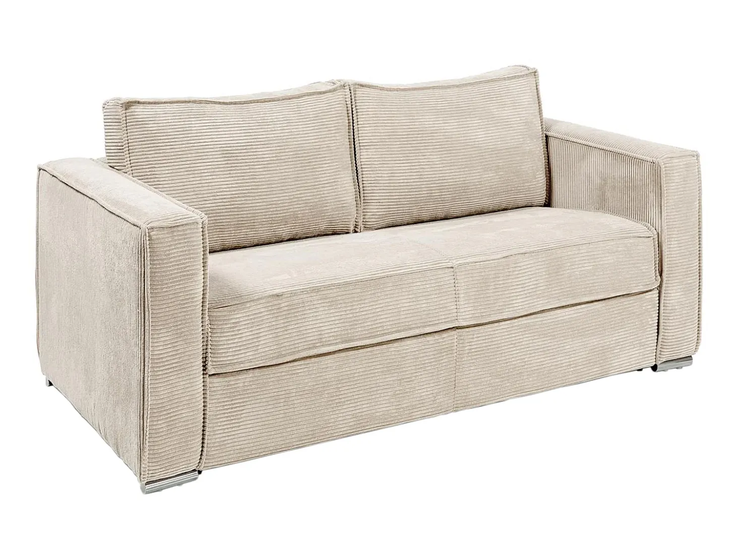 Sofá cama de 3 plazas de apertura rápida de pana beige LORETO