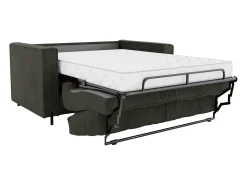 Sofá cama de 3 plazas de apertura rápida de tela texturizada verde cama de 140 cm colchón de 20 cm ELORYA