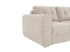 Sofá cama de 4 plazas de apertura rápida de tela beige. Cama de 160 cm - Colchón de 14 cm BOLIPO
