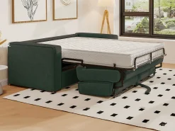 Sofá cama de 3 plazas de apertura rápida de pana beige LORETO
