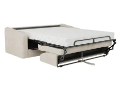 Sofá cama de 3 plazas de apertura rápida en tela texturizada beige colchón de 22 cm DARIELO