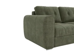 Sofá cama de 3 plazas de apertura rápida de tela verde - Cama de 140 cm - Colchón de 14 cm BOLIPO