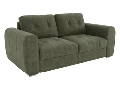 Sofá cama de 3 plazas de apertura rápida de tela verde - Cama de 140 cm - Colchón de 14 cm BOLIPO