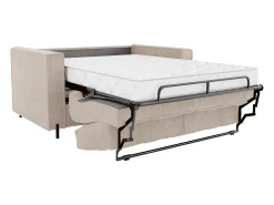 Sofá cama de 4 plazas de apertura rápida de tela beige colchón de 20 cm ELORYA