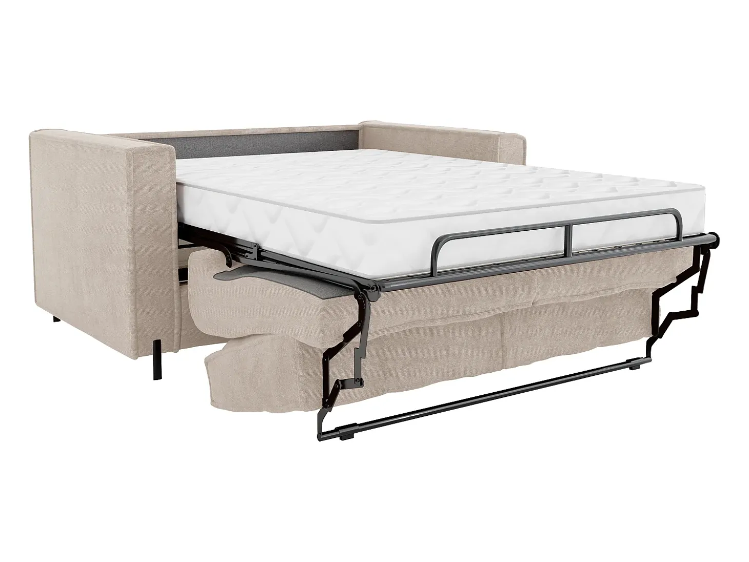 Sofá cama de 4 plazas de apertura rápida de tela beige colchón de 20 cm ELORYA
