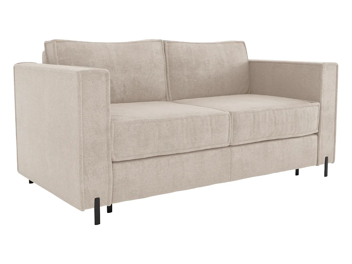 Sofá cama de 4 plazas de apertura rápida de tela beige colchón de 20 cm ELORYA