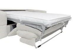 Sofá cama de 3 plazas de apertura rápida Tela bouclé beige colchón de 13 cm ISSORO