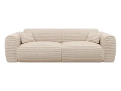 Sofá cama de 4 plazas de pana beige POGNIA