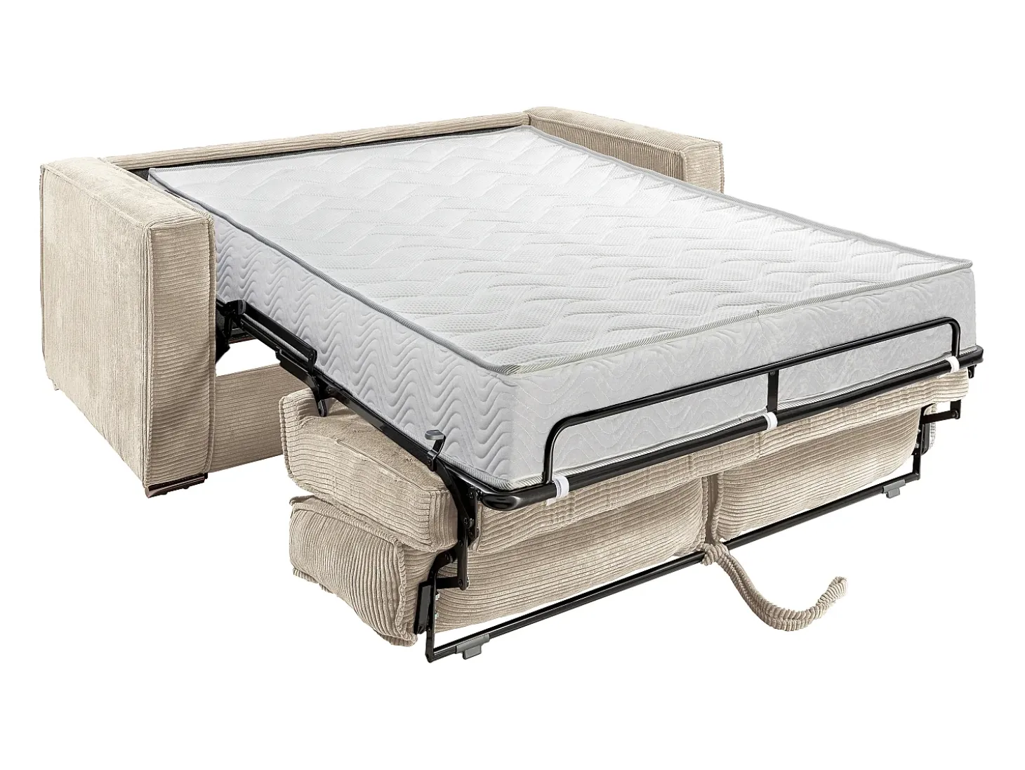 Sofá cama de 3 plazas de pana beige LORETO