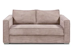 Sofá cama de 3 plazas de pana en rosa - 140 cm - Colchón de 18 cm LORETO