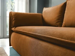 Sofá cama de 3 plazas de pana terracota TEODORA