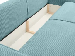 Sofá cama de 4 plazas de pana azul turquesa - AMELIA