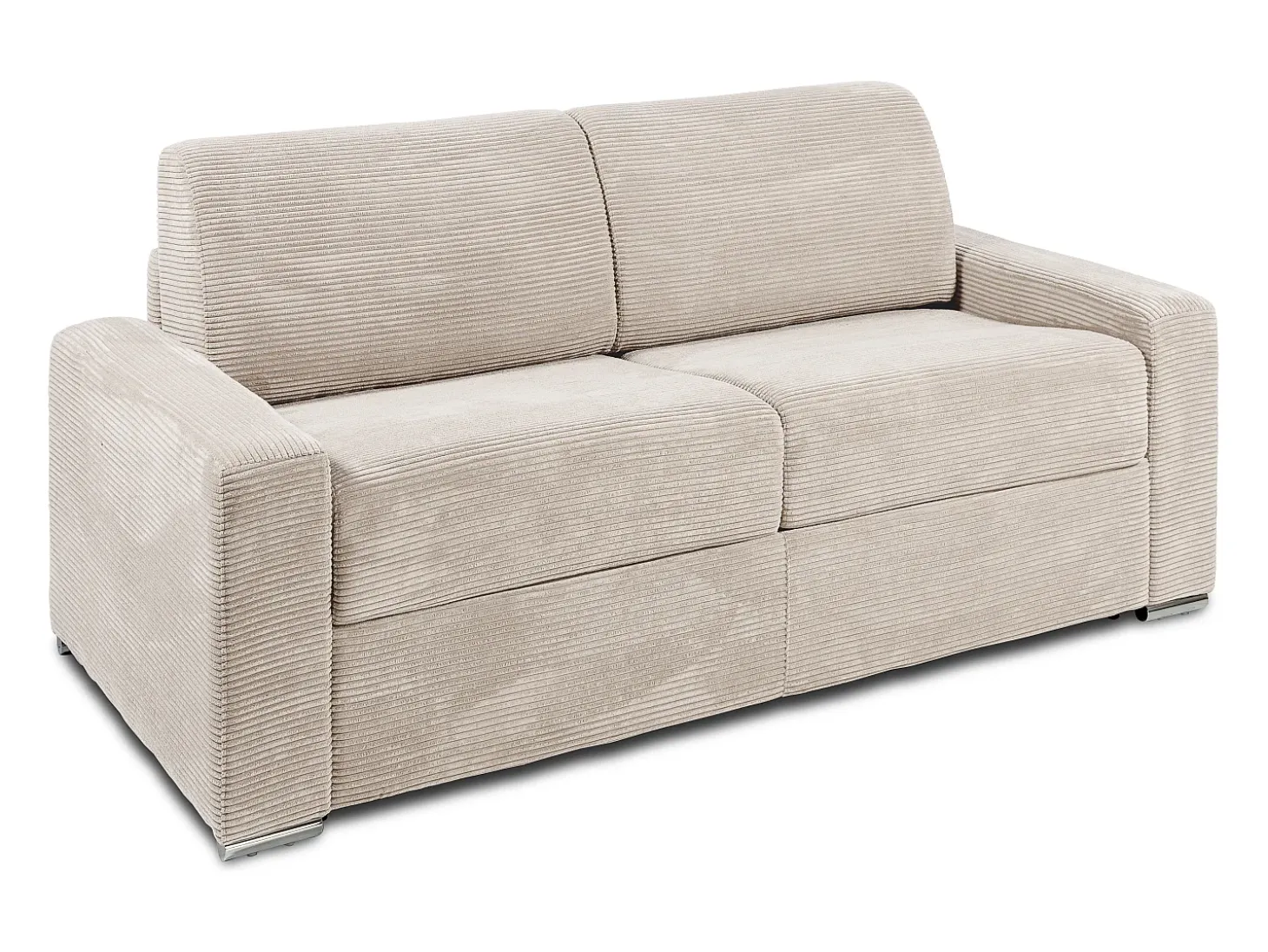 Sofá cama de 3 plazas de pana beige - 140 cm - 22 cm CALITO