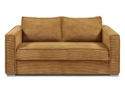 Sofá cama de 3 plazas de pana amarillo mostaza 140 cm 14 cm LORETO
