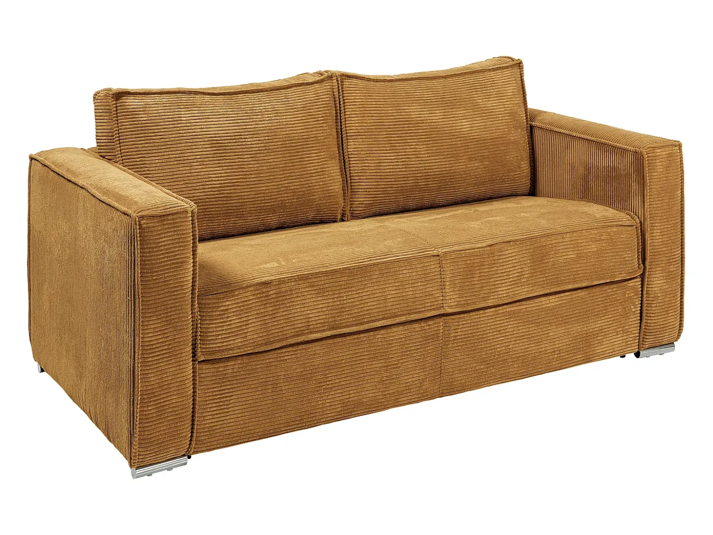 Sofá cama de 3 plazas de pana amarillo mostaza 140 cm 14 cm LORETO